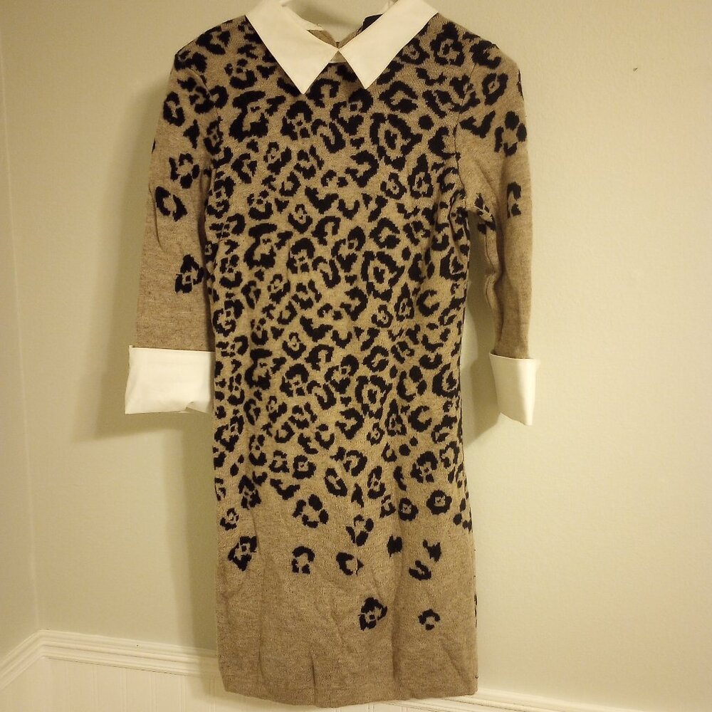 Cynthia Rowley Ombre Leopard Print Wool Sweater Dress